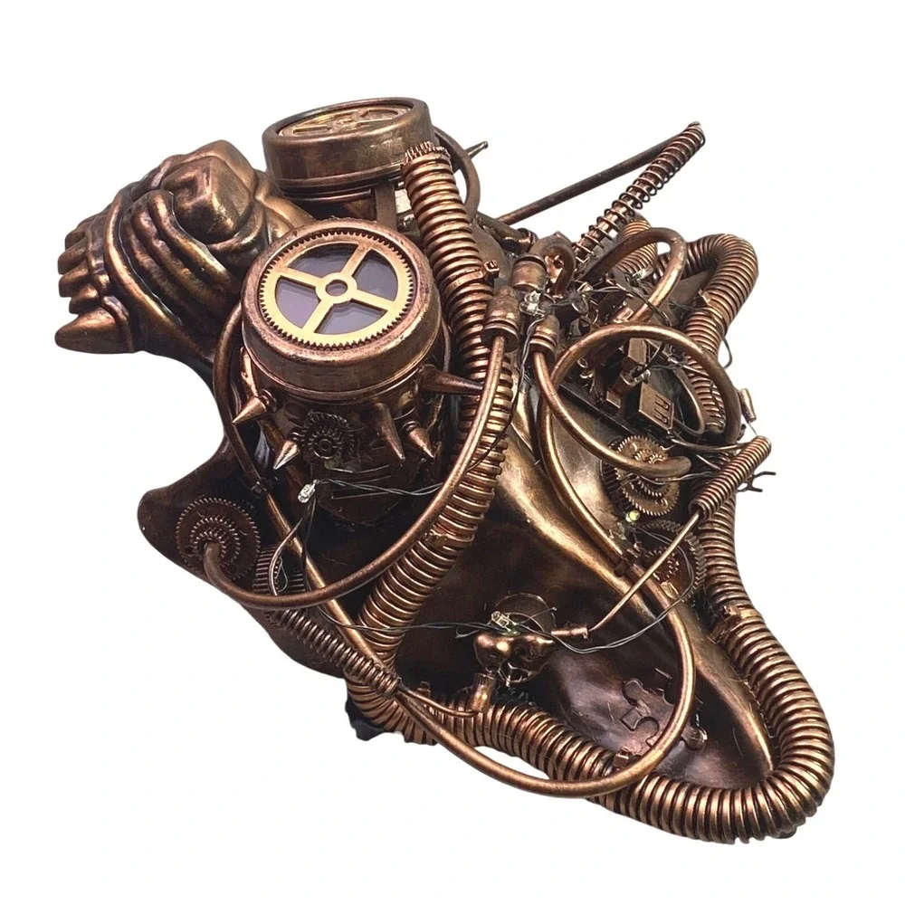 Steampunk Lion Mask‎ Goggles Gears Copper Cosplay Costume Light-up NWT